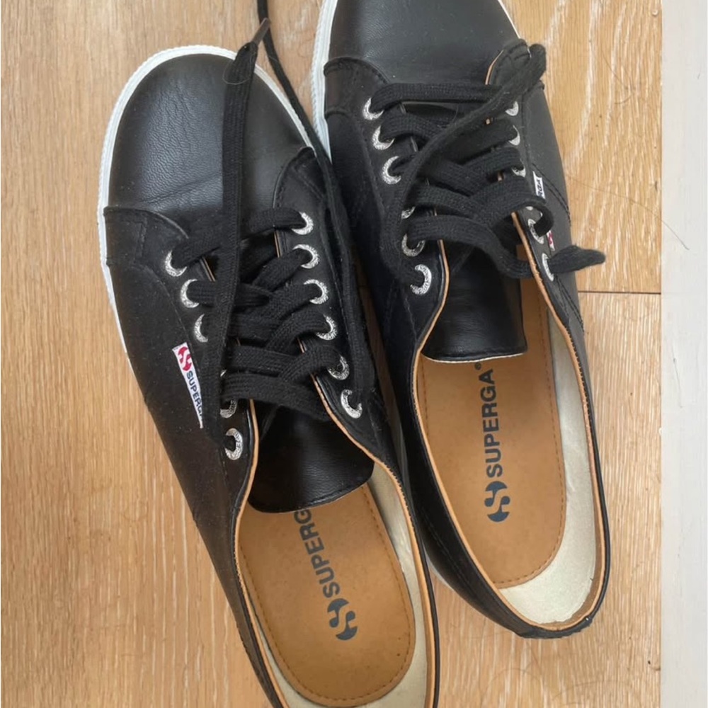 Superga Women’s Black Leather Sneakers